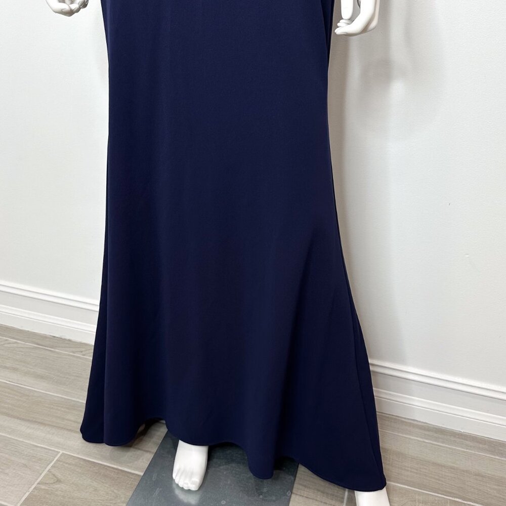 Anthropologie BHLDN Tatum V-Neck Crepe Gown Maxi Dress in Navy Women's Size 6 - Picture 6 of 16